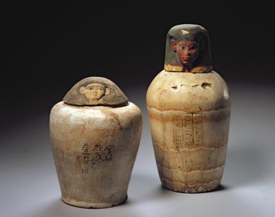 Two Canopic Jars by Egyptian